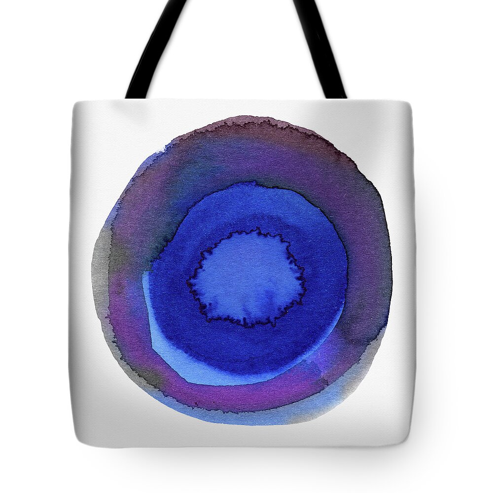Blue Tote Bag featuring the painting Violet Drops 1- Art by Linda Woods by Linda Woods