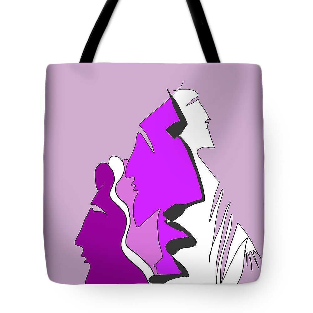 Faces Tote Bag featuring the digital art Violet by Jeffrey Quiros