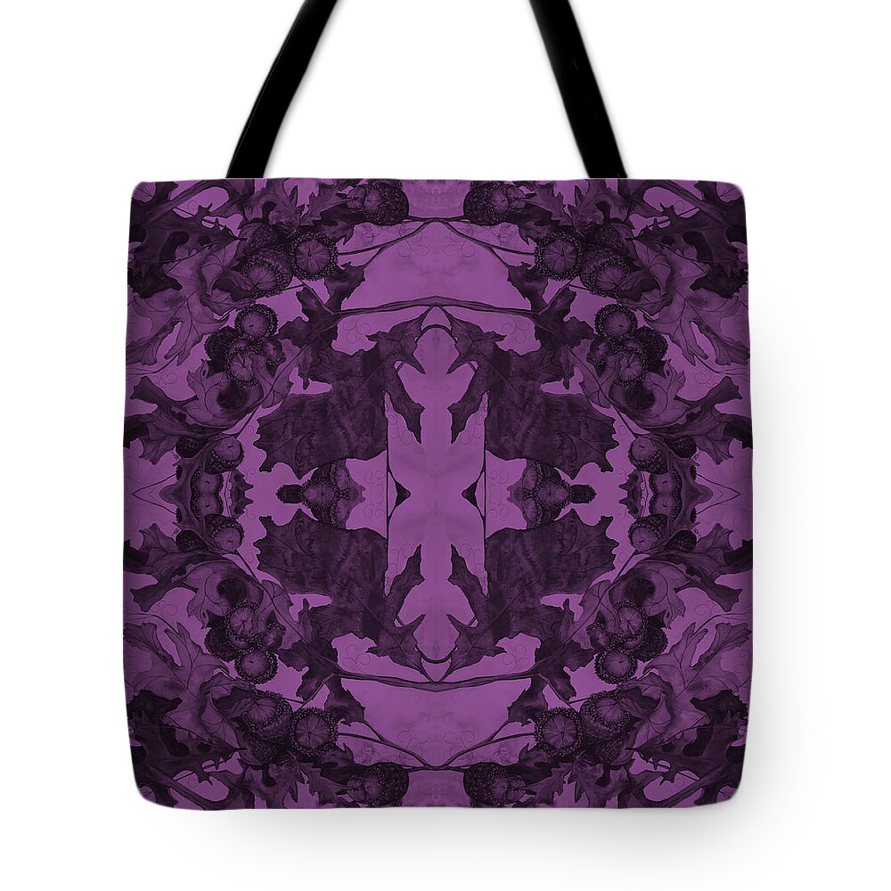 Beautiful Tote Bag featuring the painting Violet Oak Tree Pattern by Mastiff Studios