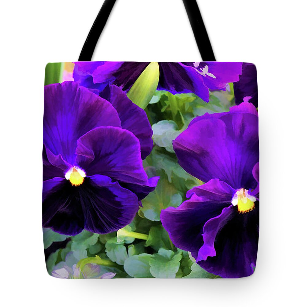 Pansy Tote Bag featuring the photograph Violets by Lilia S