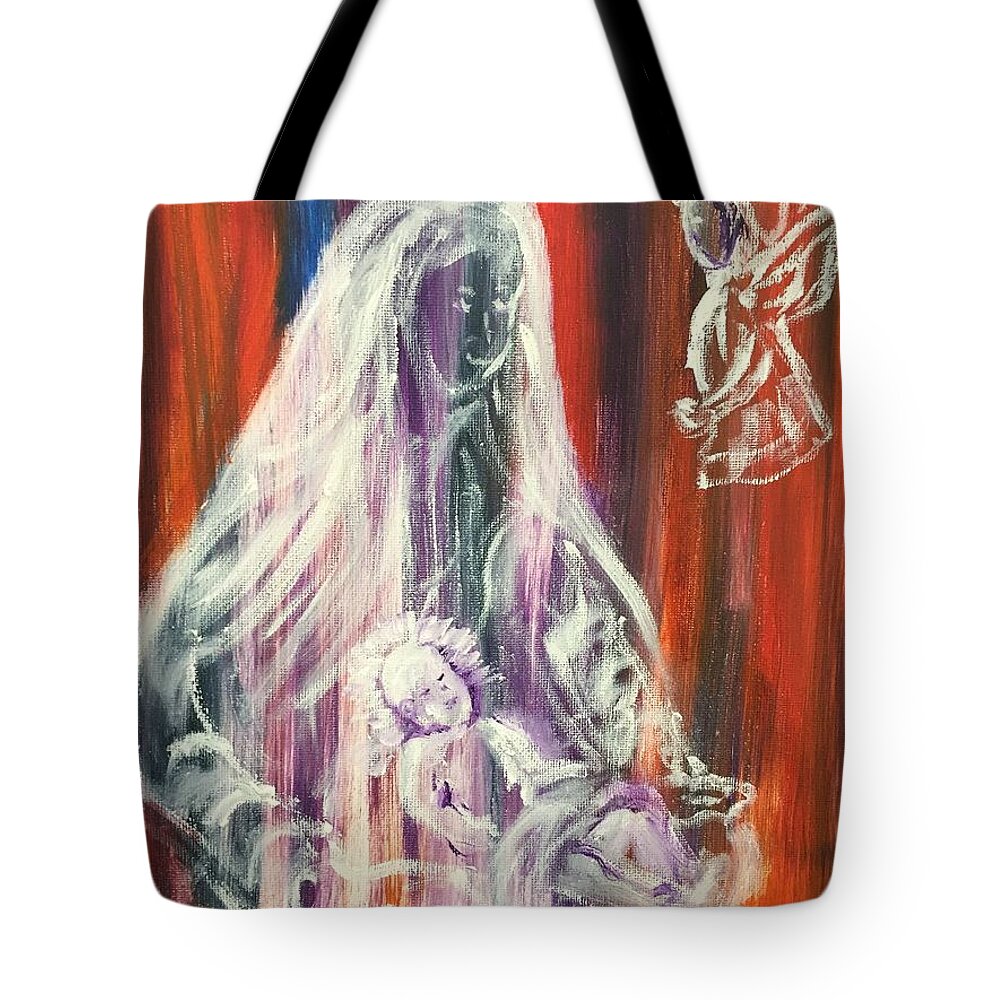 Mary Tote Bag featuring the painting Virgin Mary and Baby Jesus by Lucille Valentino