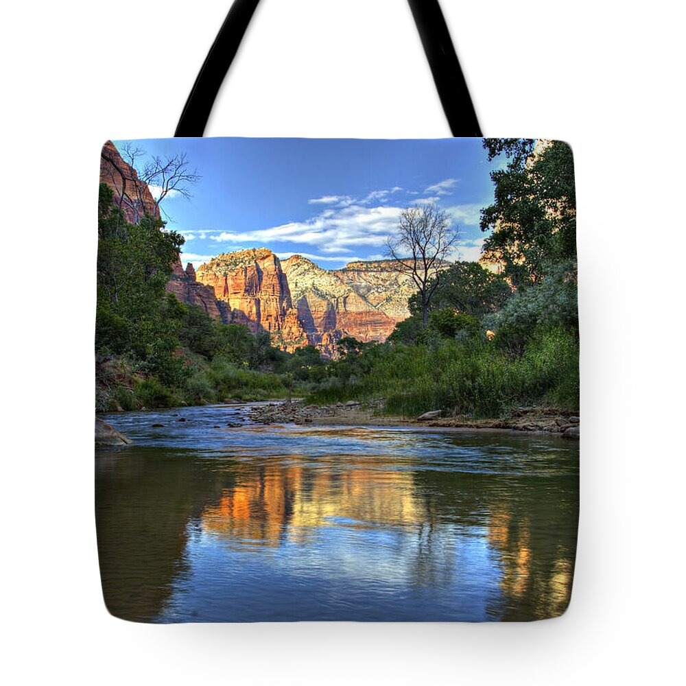 Utah Tote Bag featuring the photograph Virgin River by Peter Kennett