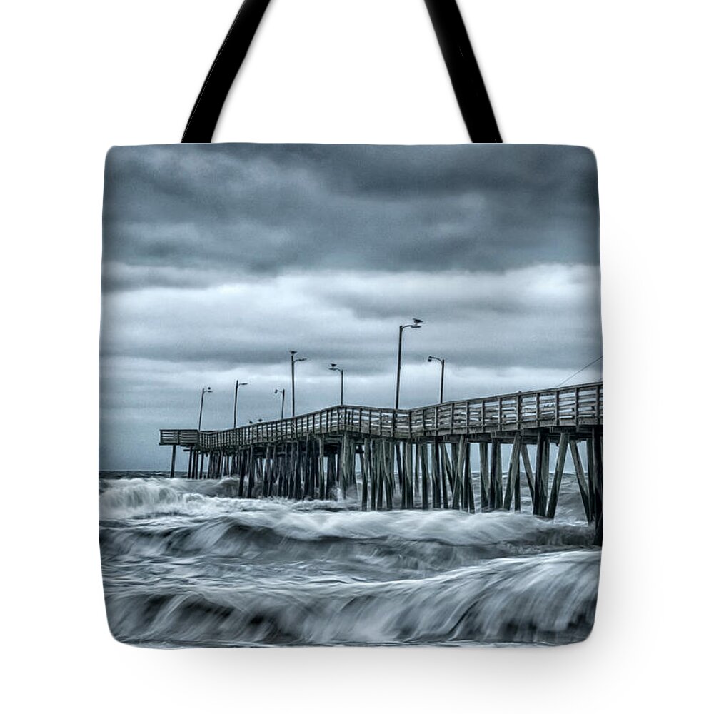 Virginia Tote Bag featuring the photograph Virginia Beach Fishing Pier by Travis Rogers