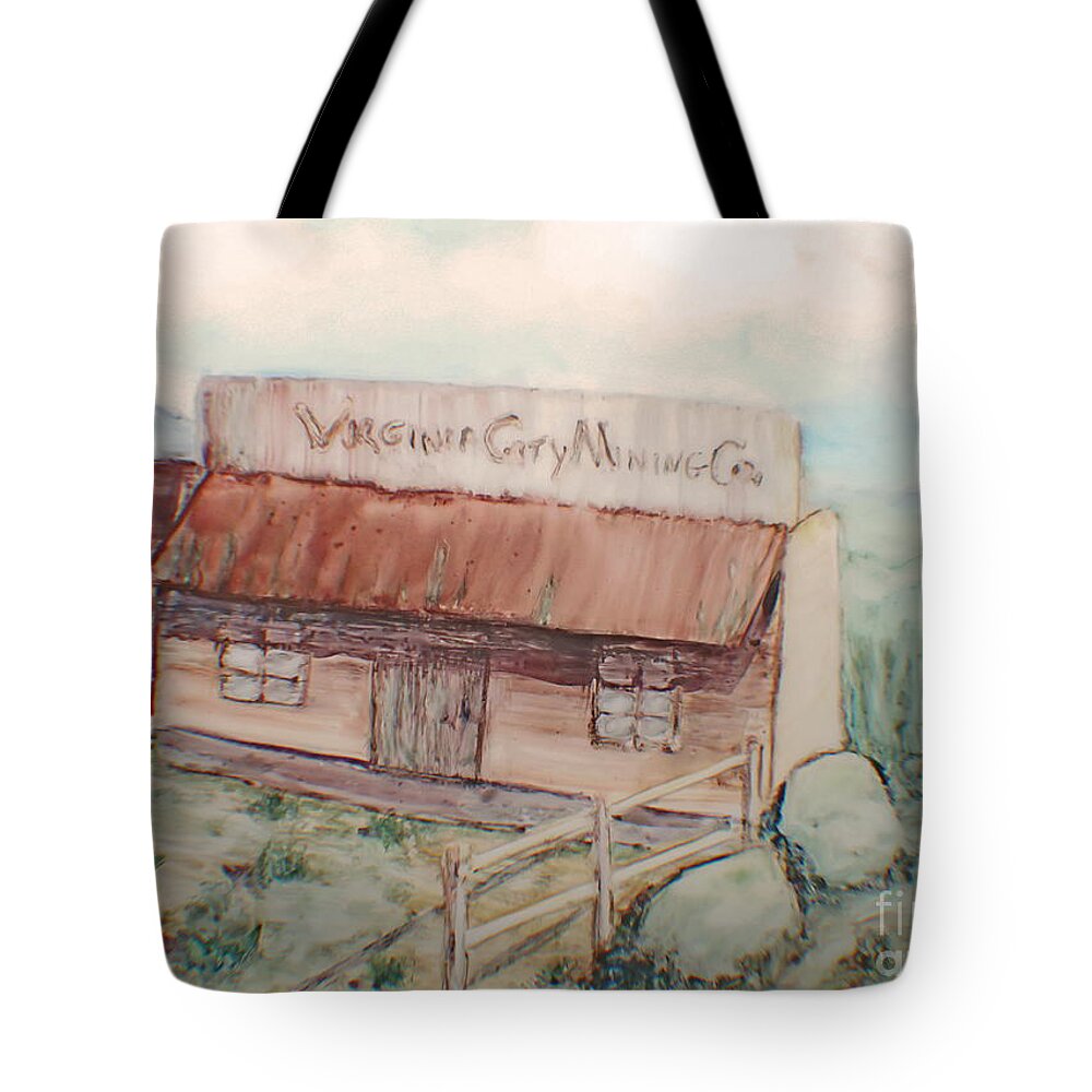 Usa Tote Bag featuring the painting Virginia City Mining Co. by Laurie Morgan