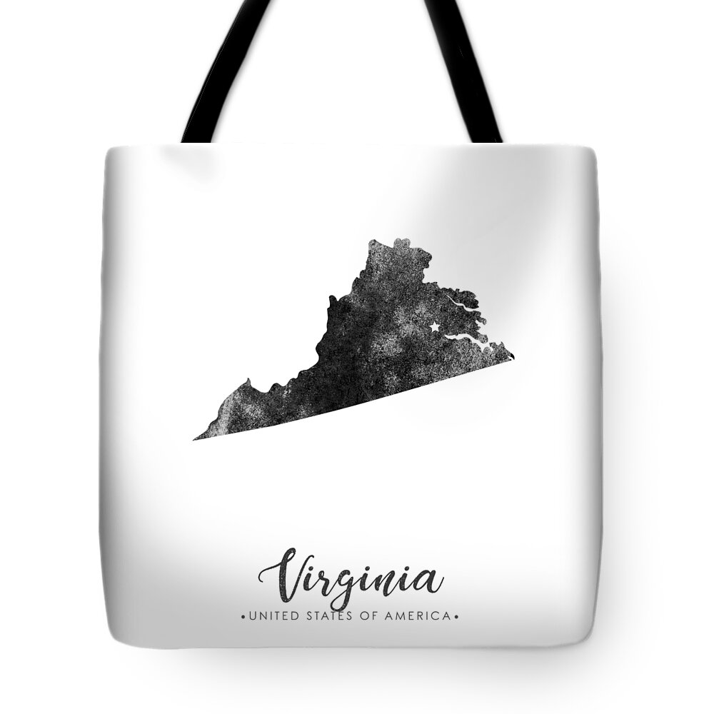 Virginia Tote Bag featuring the mixed media Virginia State Map Art - Grunge Silhouette by Studio Grafiikka
