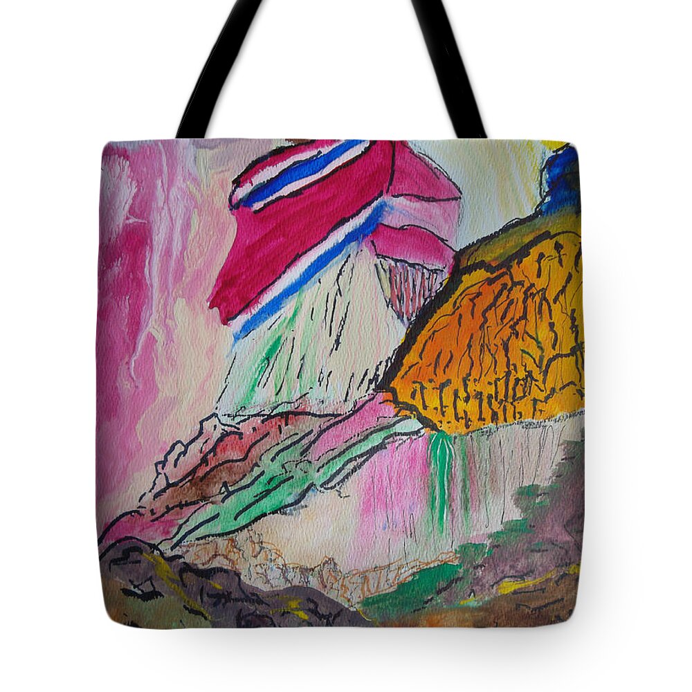 Native American Tote Bag featuring the painting Vision Quest by Susan Esbensen