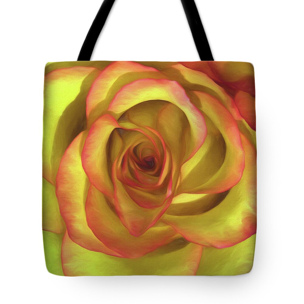 Topaz Impressions Tote Bag featuring the photograph Vivid Rose by John Roach