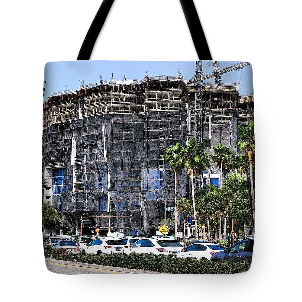 Sarasota Tote Bag featuring the photograph Vue Construction Sarasota #4 by Strangefire Art Scylla Liscombe