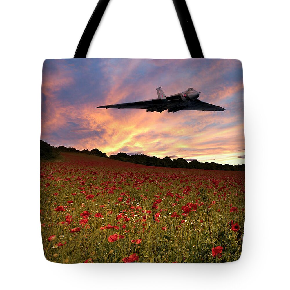 Avro Tote Bag featuring the digital art Vulcans End by Airpower Art