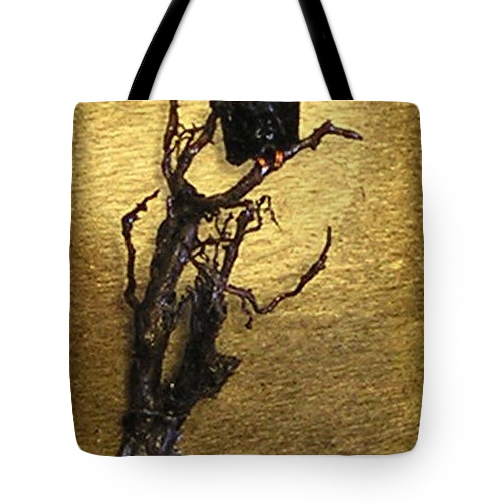 Vulture Tote Bag featuring the mixed media Vulture with Textured Sun by Roger Swezey