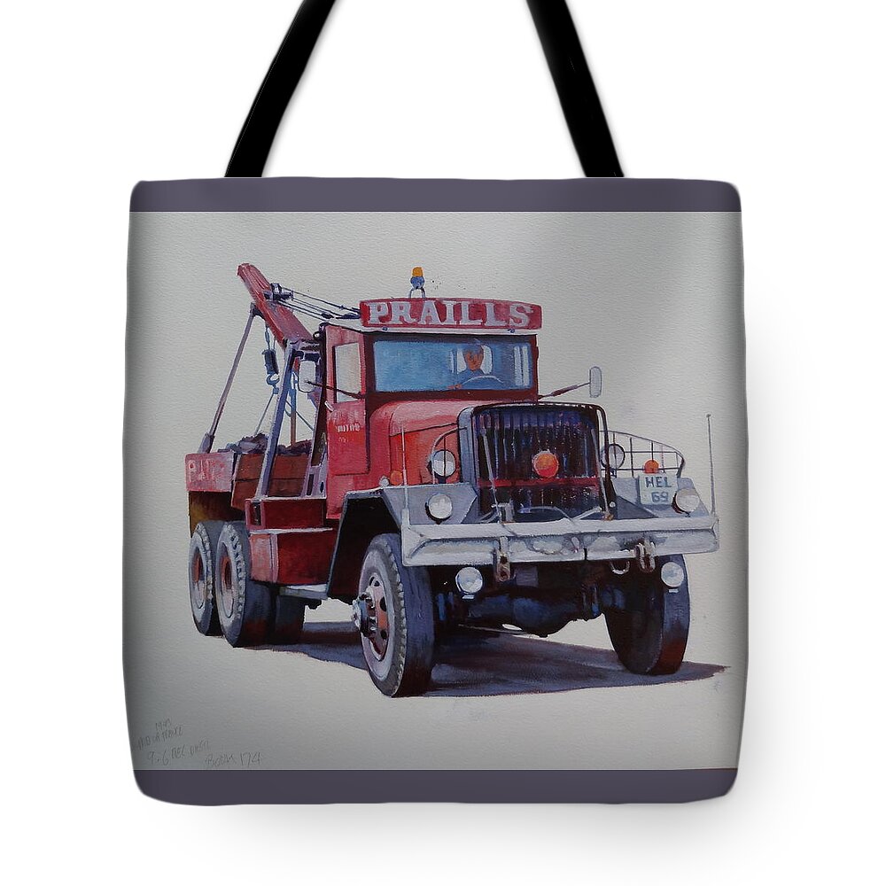 Ward Tote Bag featuring the painting Ward la France wrecker by Mike Jeffries