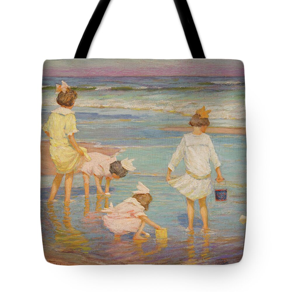 Edward Henry Potthast (american Tote Bag featuring the painting Wading by MotionAge Designs