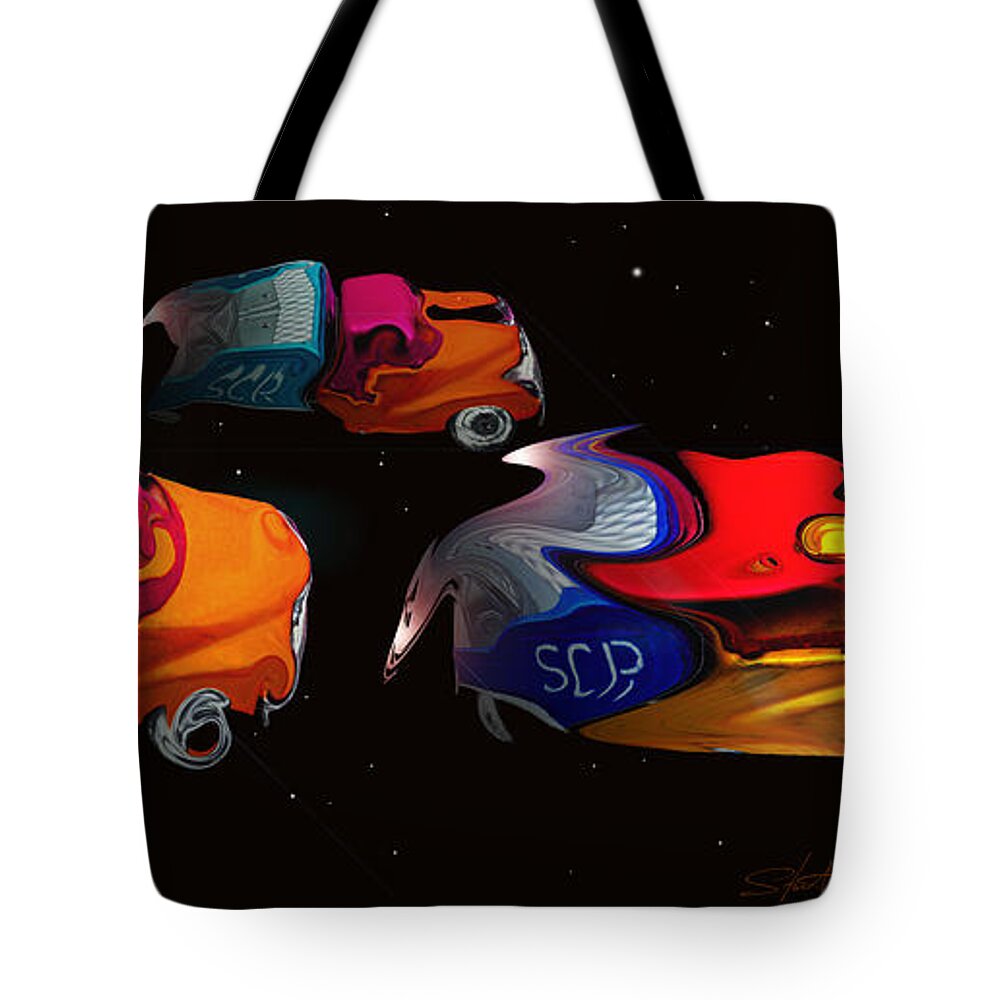 Pick Up Truck Tote Bag featuring the painting Wagon Train To The Stars 2 by Charles Stuart