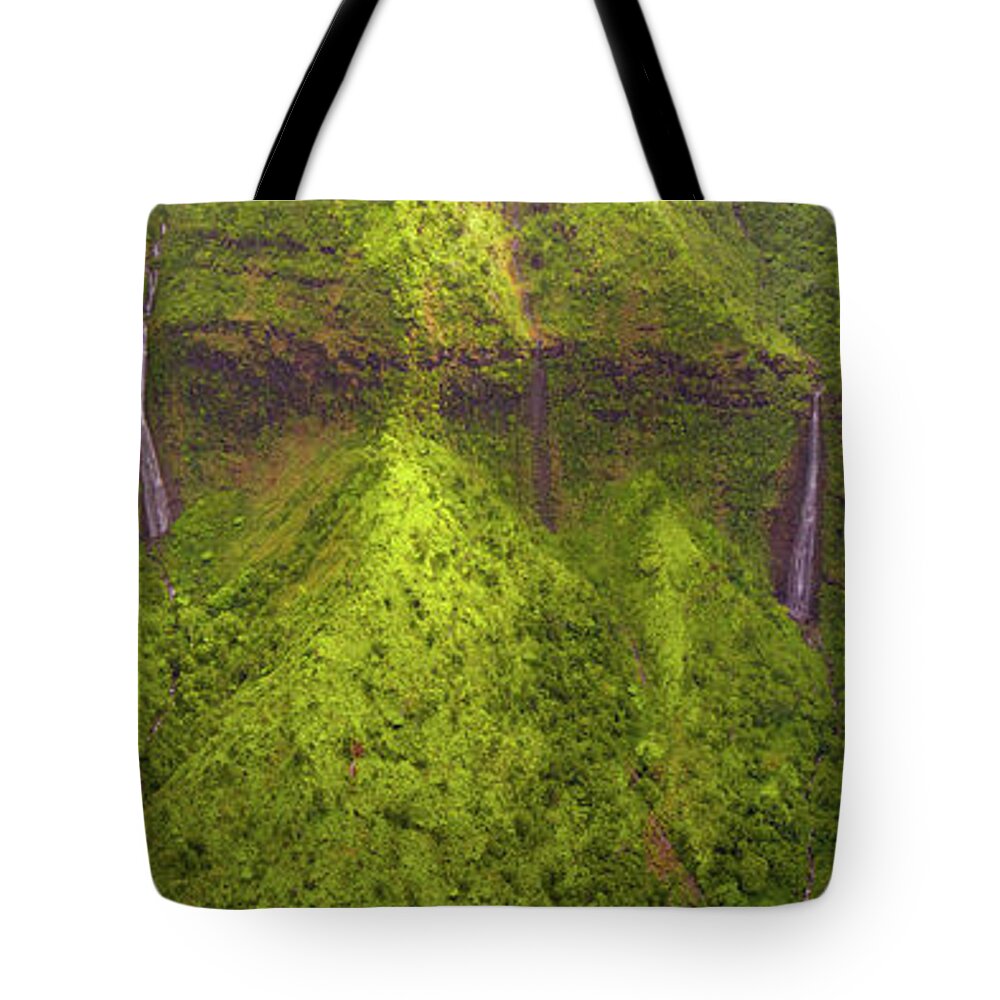 Hawaii Tote Bag featuring the photograph Waialeale Waterfalls by Ryan Moyer