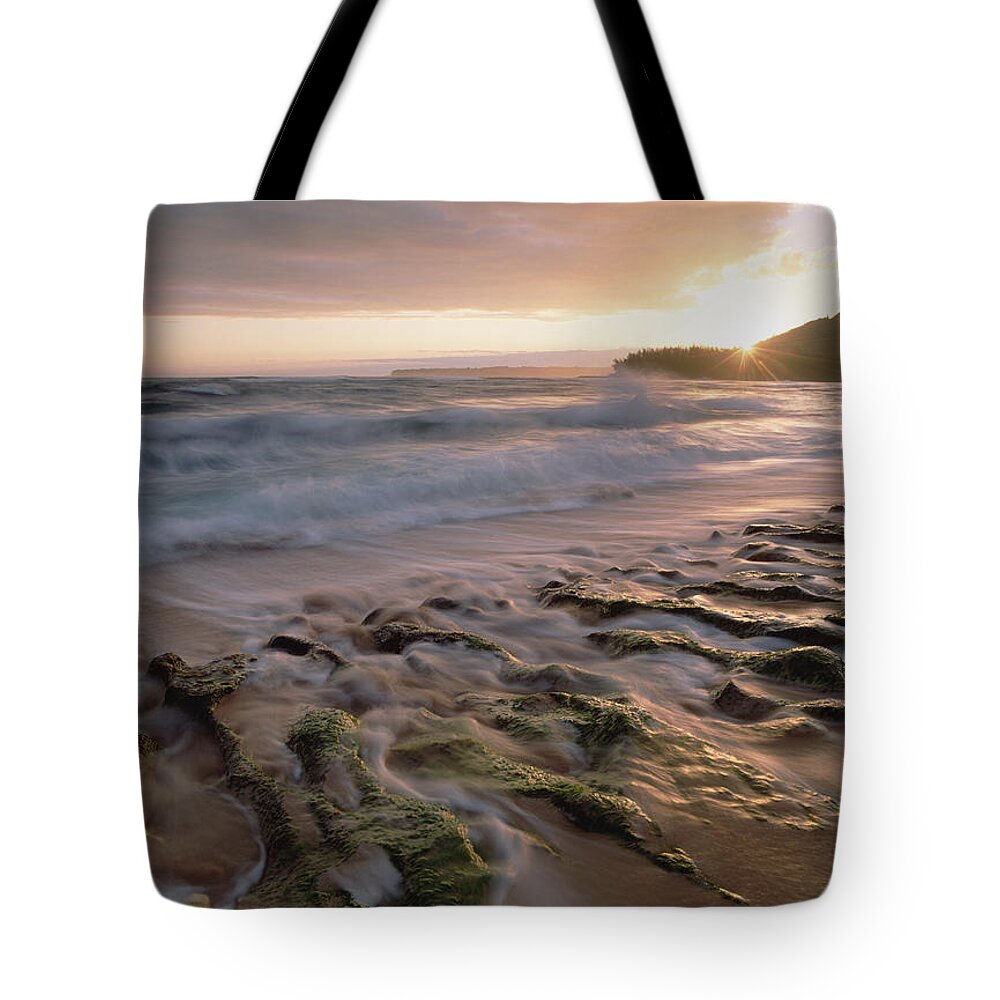 00174374 Tote Bag featuring the photograph Waioli Beach on Hanalei Bay by Tim Fitzharris