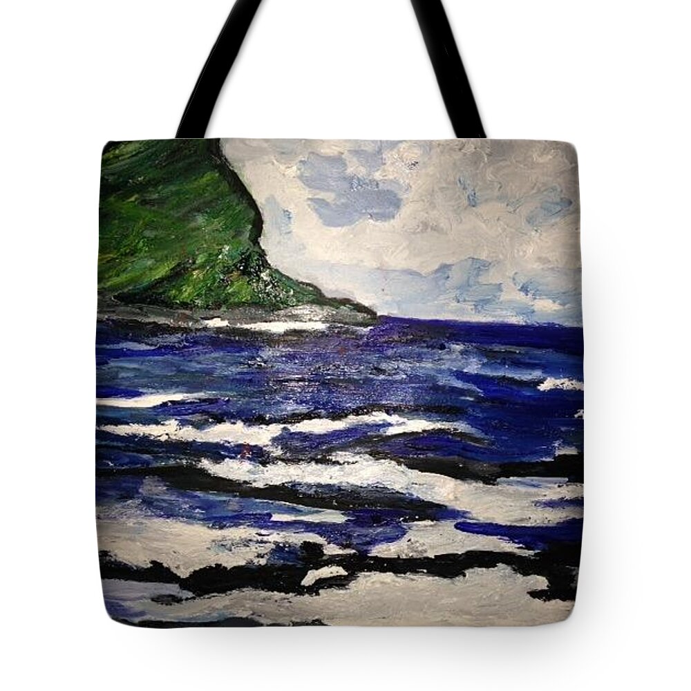 Waipio Valley Tote Bag featuring the painting Waipio Valley Beach by Clare Ventura