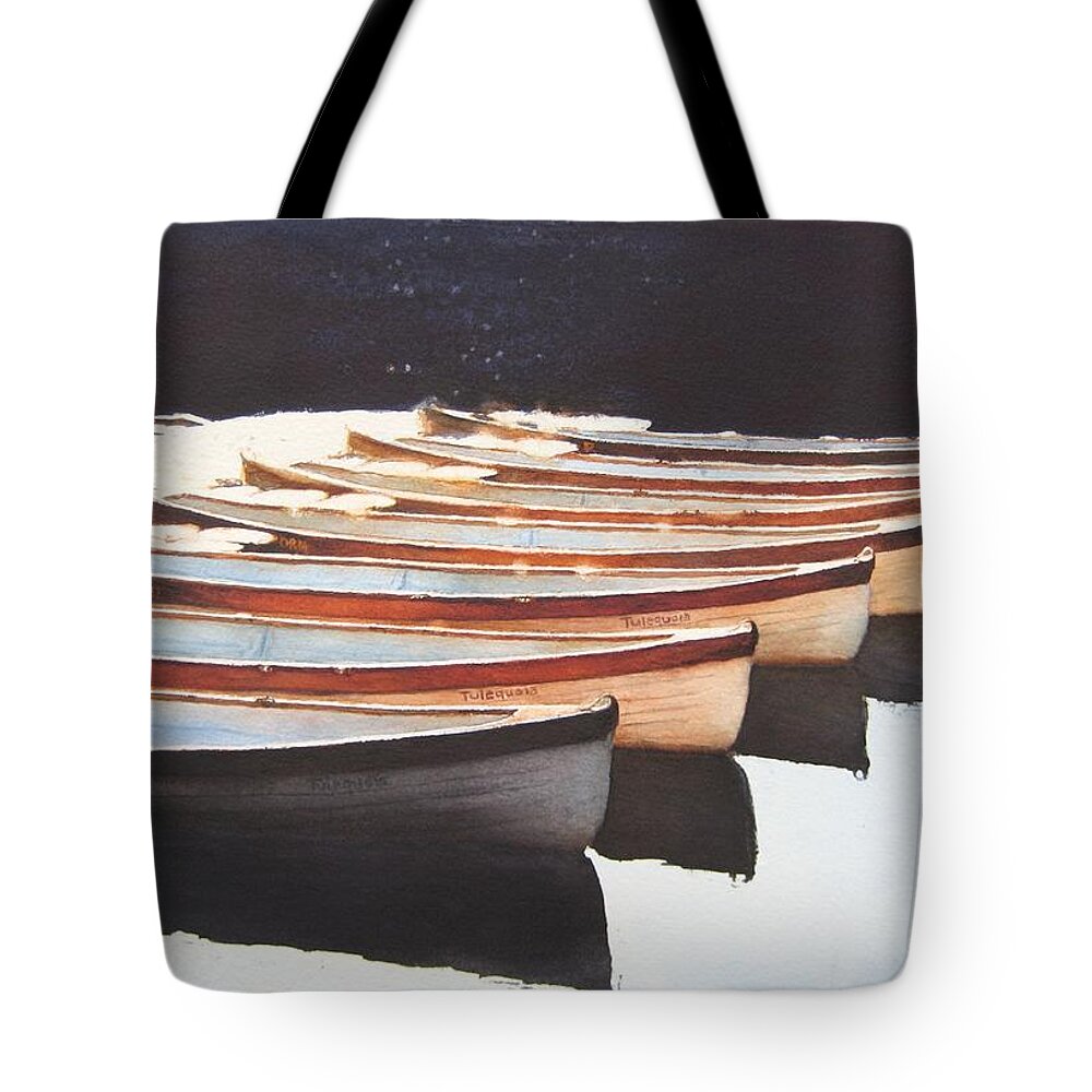 Landscape Tote Bag featuring the painting Waiting by Barbara Pease