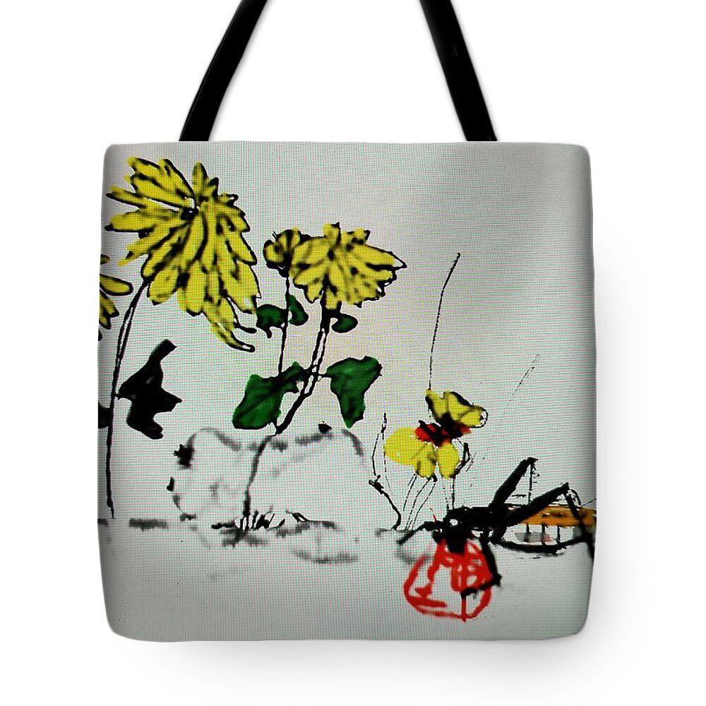 Flowers. Yellow. Cricket Tote Bag featuring the photograph waiting for Spring by Debbi Saccomanno Chan