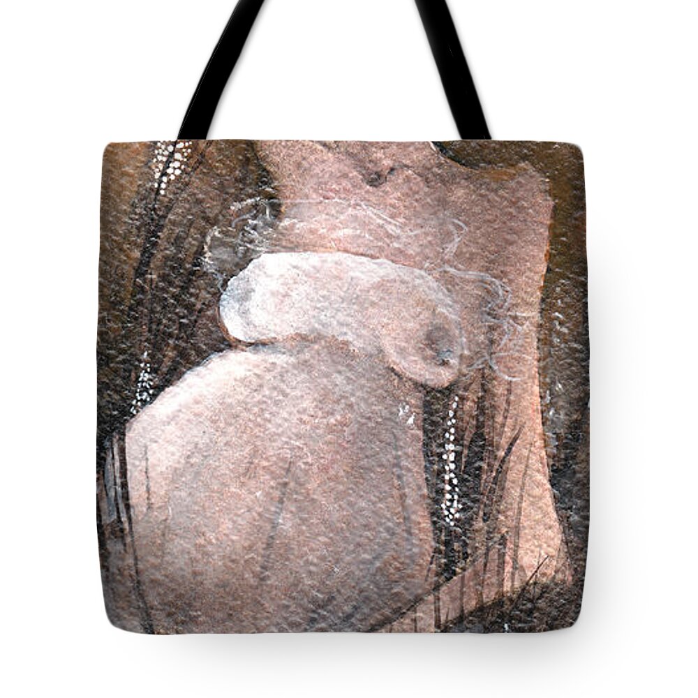 Pregnancy Tote Bag featuring the painting Waiting for the summer by Maya Manolova