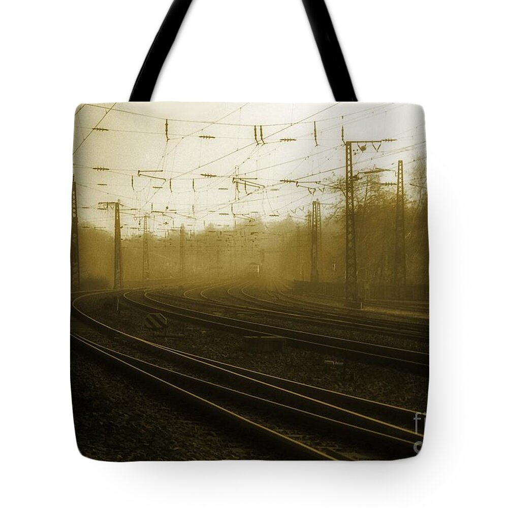 Train Tote Bag featuring the photograph Waiting by Jeff Breiman