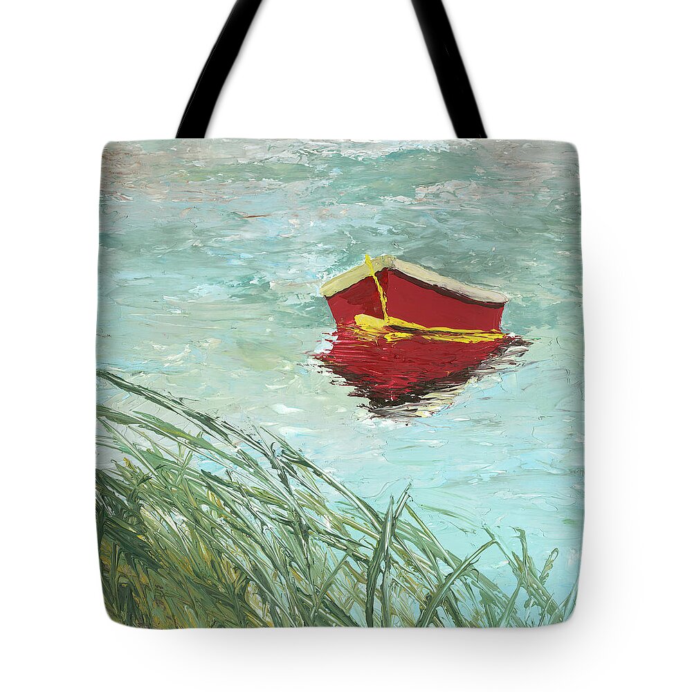 Seascape Tote Bag featuring the painting Waiting by Ovidiu Ervin Gruia
