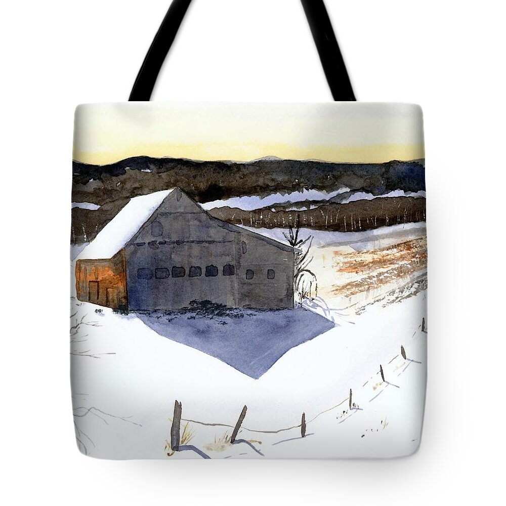 Barn Tote Bag featuring the painting Waitsfield Barn by Amanda Amend