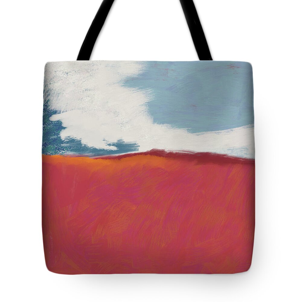 Landscape Tote Bag featuring the mixed media Walk In the Field- Art by Linda Woods by Linda Woods