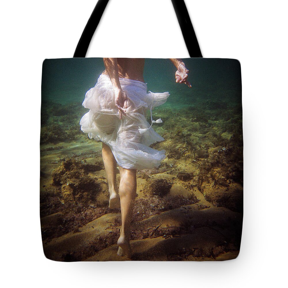 Swim Tote Bag featuring the photograph Walking Mermaid by Gemma Silvestre