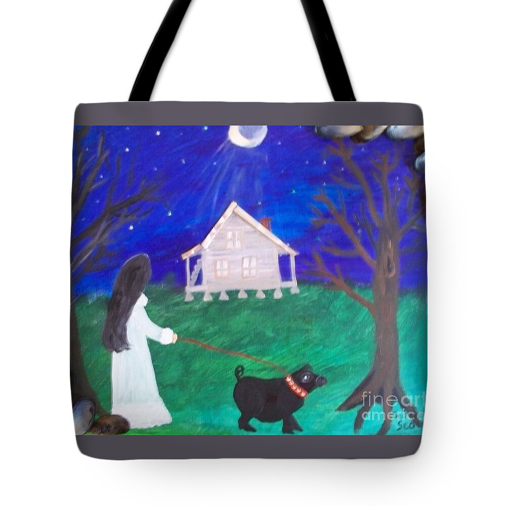 Midnight Stroll Tote Bag featuring the painting Midnight Stroll by Seaux-N-Seau Soileau