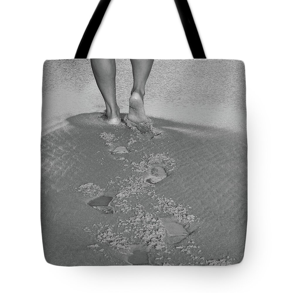 Walking Tote Bag featuring the photograph Walking on Sand by Cesar Vieira