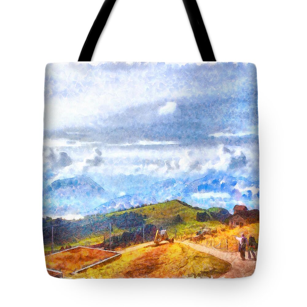 Swiss Alps Tote Bag featuring the photograph Walking out on a Swiss landscape by Ashish Agarwal