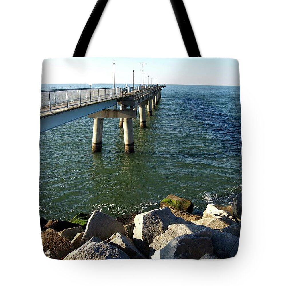 Scenic Tours Tote Bag featuring the photograph Walking The Chesapeake by Skip Willits