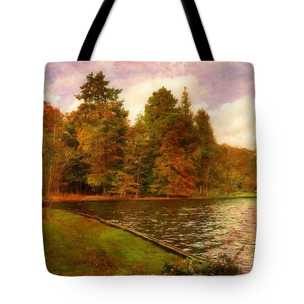 Nature Tote Bag featuring the photograph Walking The Forest Trail by the lake by Stacie Siemsen