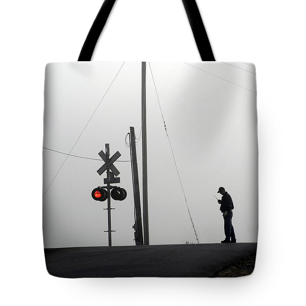 Railway Tote Bag featuring the photograph Walking The Line by DArcy Evans