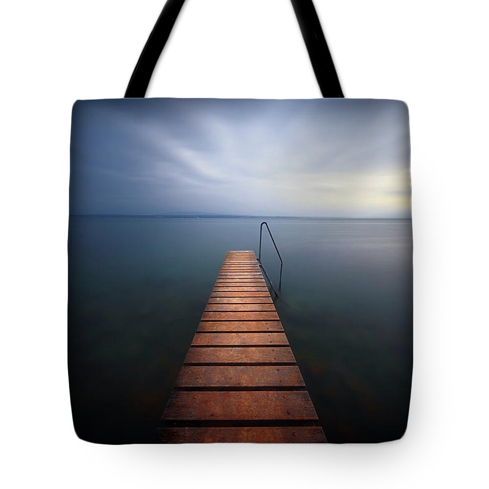 Jetty Tote Bag featuring the photograph Walkway to Happiness by Dominique Dubied