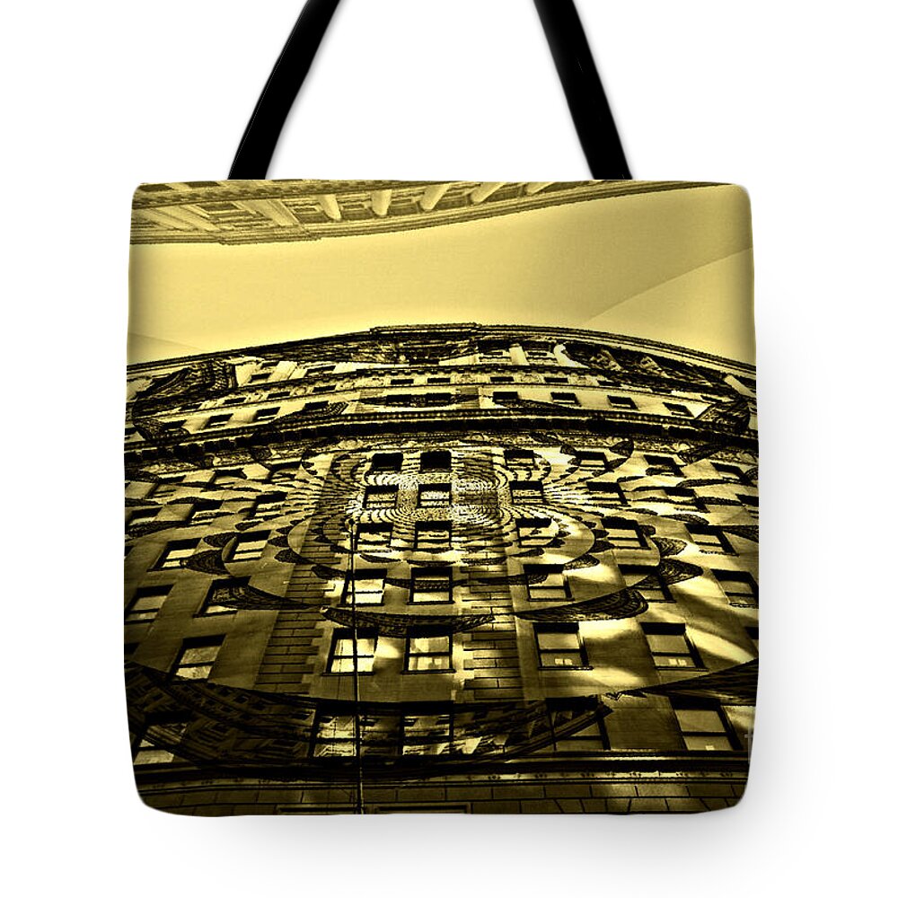 Wall St. Building Tote Bag featuring the photograph Wall Street Looking Up by Julie Lueders 