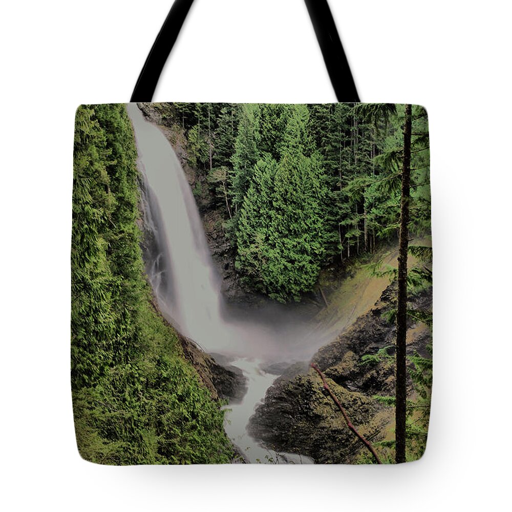 Waterfalls Tote Bag featuring the photograph Wallace Falls by Jeff Swan