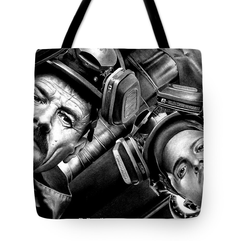 Walter White Tote Bag featuring the drawing WALT and JESSE SUPER LAB by Rick Fortson