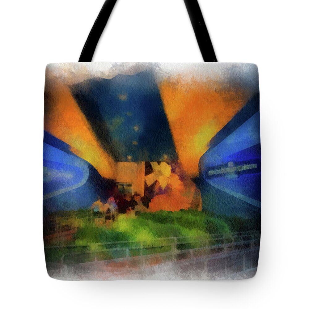Castle Tote Bag featuring the mixed media Walt Disney World Spaceship Earth PA 01 by Thomas Woolworth