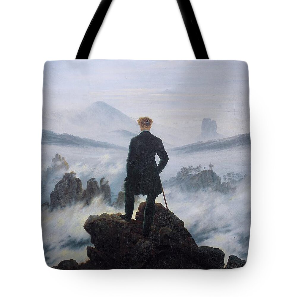 Caspar David Friedrich Tote Bag featuring the painting Wanderer Above The Sea Of Fog by Caspar David Friedrich