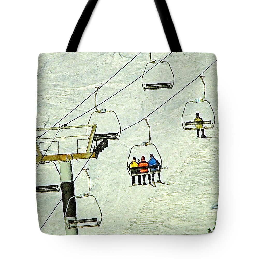 Ski Lift Canvas Prints Tote Bag featuring the photograph Wanna Lift by Wendy McKennon