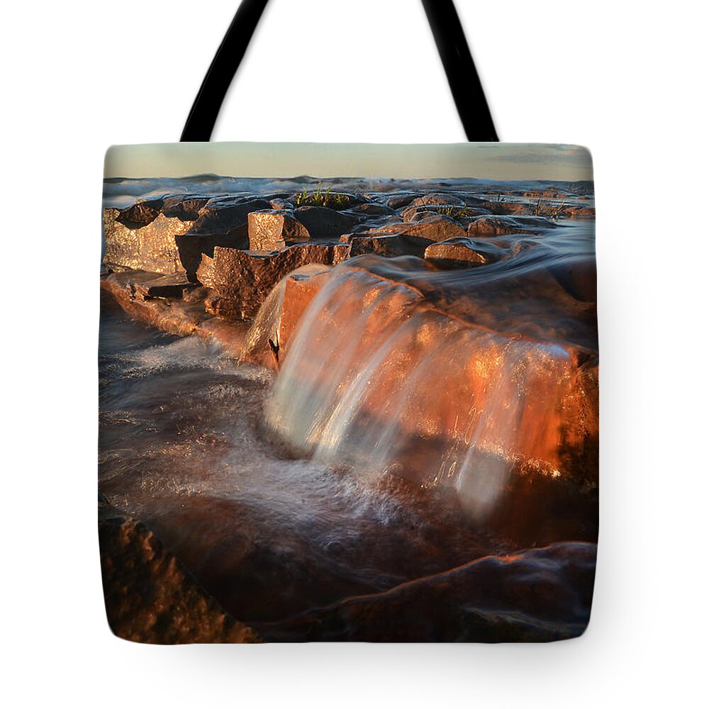 Georgian Bay Tote Bag featuring the photograph Wards Beach waterfall-1 by Steve Somerville