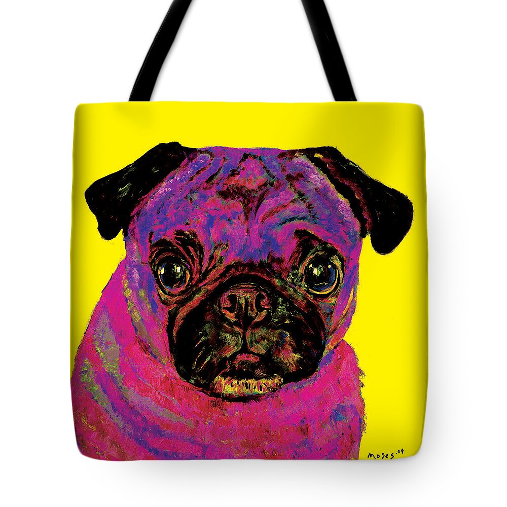  Tote Bag featuring the painting Warhol Pug Yellow by Dale Moses