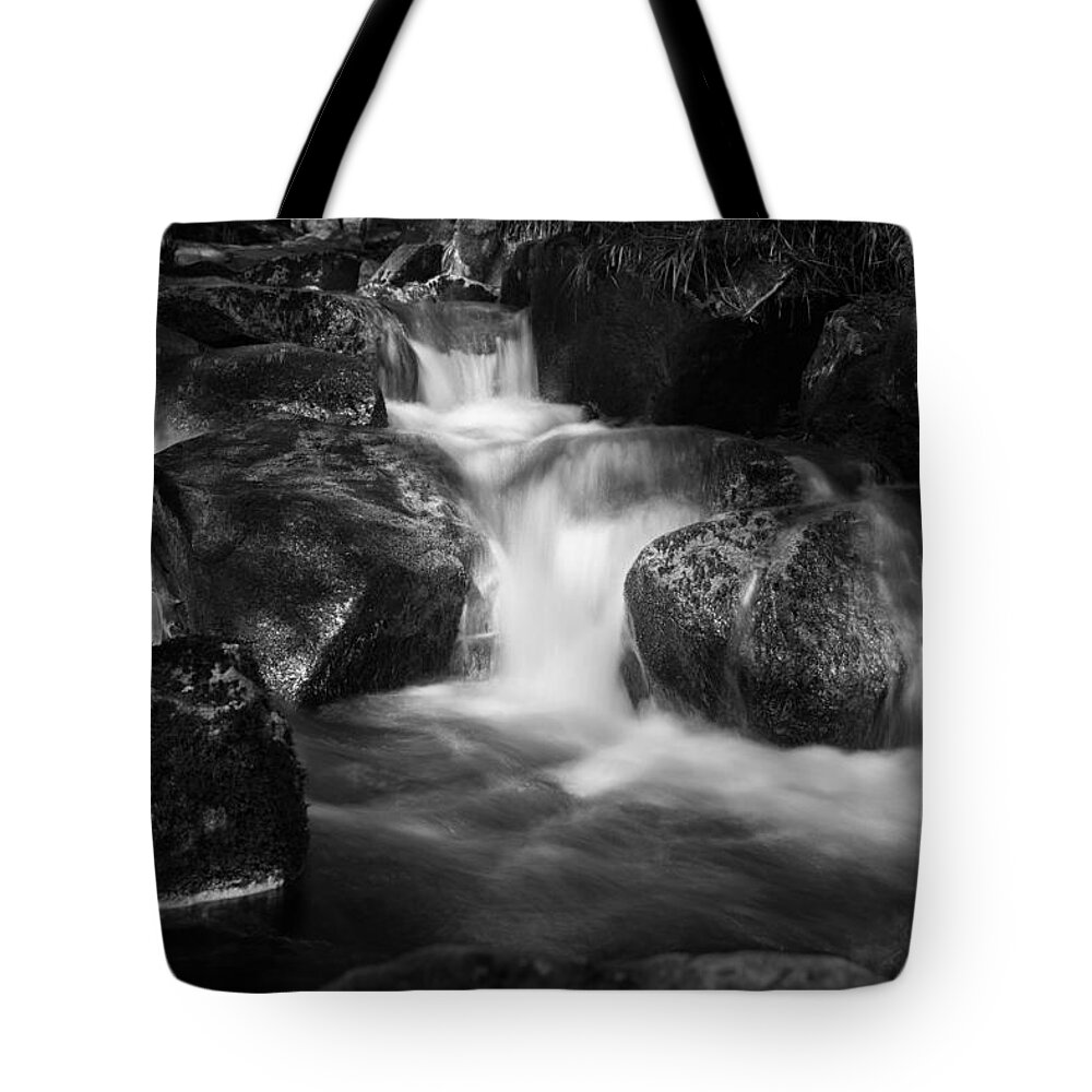 Water Tote Bag featuring the photograph Warme Bode, Harz - monochrome version by Andreas Levi
