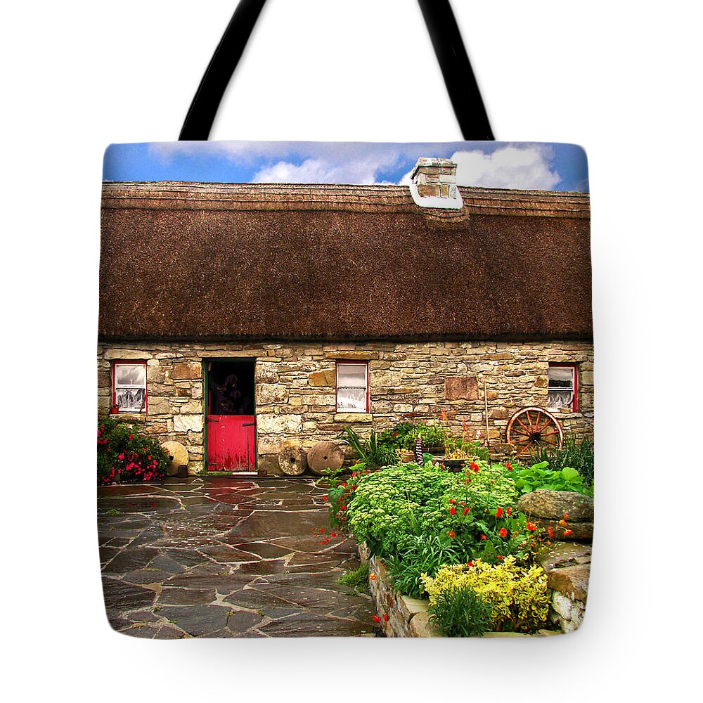 Ireland Tote Bag featuring the digital art Warmstone Cottage by Vicki Lea Eggen