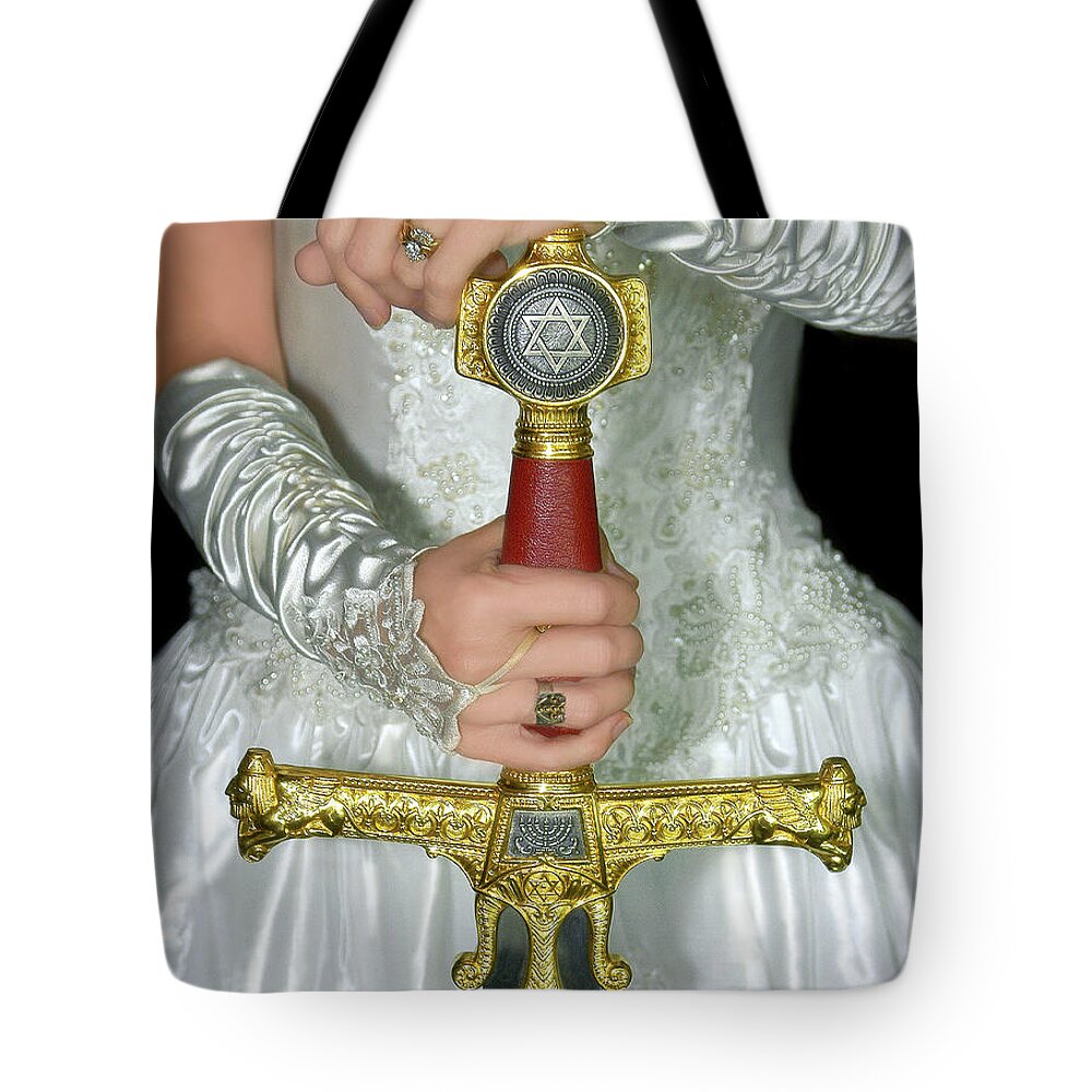 Warrior Bride Art Tote Bag featuring the digital art Warrior Bride cropped by Constance Woods