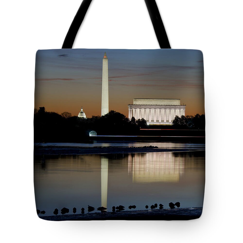 washington D.c. Tote Bag featuring the photograph Washington DC - Capitol - Washington Monument and Lincoln Memorial by Brendan Reals