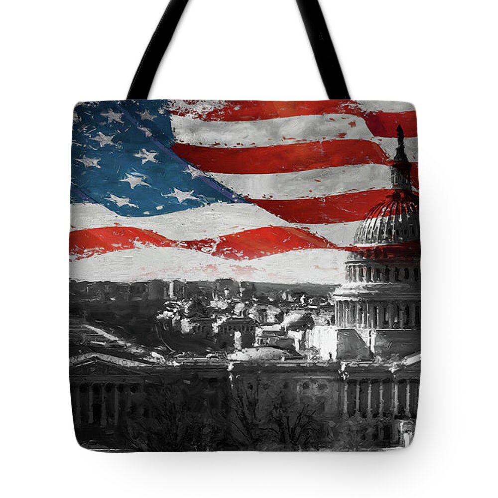 American Tote Bag featuring the painting Washington DC 56T by Gull G