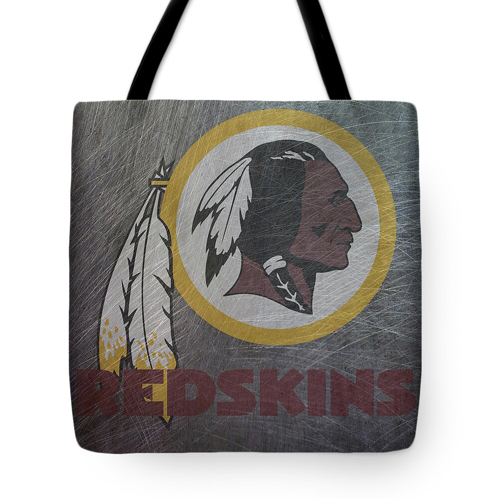 Washington Tote Bag featuring the mixed media Washington Redskins Translucent Steel by Movie Poster Prints