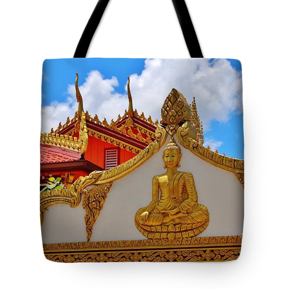 Lao Buddhist Temple Tote Bag featuring the photograph Wat Lao Sithammaram of Hawaii by Craig Wood